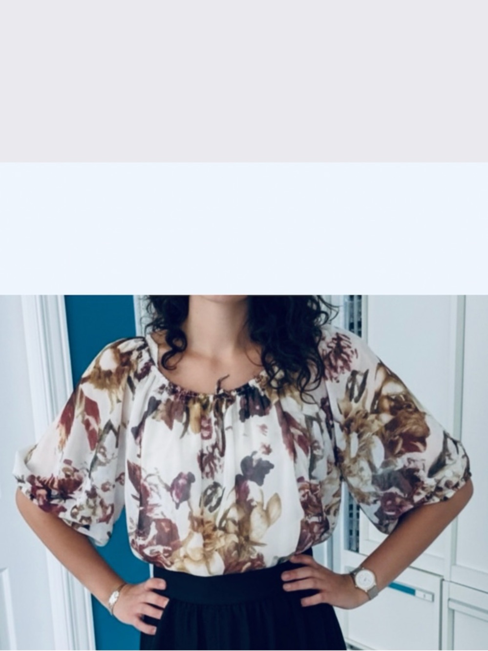 Vintage 90s Feminine Floral Blouse • Statement Sleeves • Flowy • Burgundy Olive